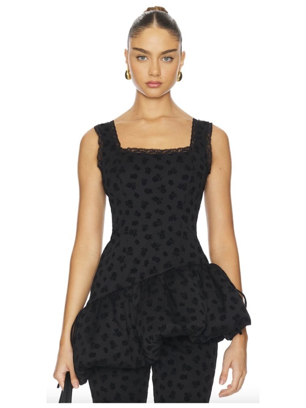 FOR LOVE & LEMONS Claira Asymmetric Top in Black Size Small NWT